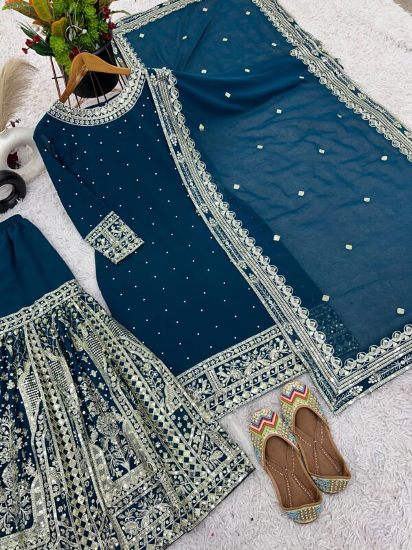 Georgette Garara Set with Heavy Sequins Work & Border Dupatta – L, XL, XXL