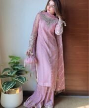 ✨ Pink Crush Palazzo Heavy Faux Georgette Embroidered Suit Set | M–XXL ✨ - Image 2