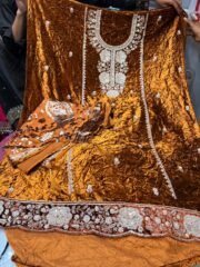 ✨ Unstitched Premium Makhmal (Velvet) Suit with Handwork Neck, Daman & Shawl ✨ - Image 5