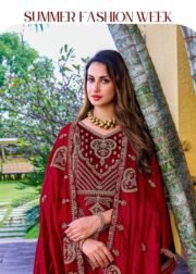 Pure Makhmal Viscose Velvet Unstitched Suit Set with Banarasi Brocade Bottom - Image 5