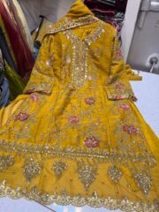 Designer Faux Georgette Embroidered Top + Crush Palazzo Set with Sequence & Rivet Moti Work (Free Shipping) - Image 2