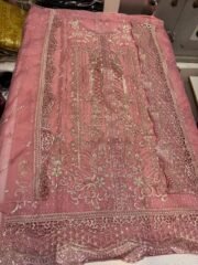 Unstitched Organza Pakistani Suit with Handwork & Cutwork + Original Crepe Trouser Set - Image 2