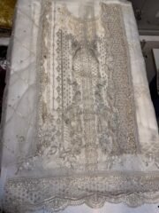 Unstitched Organza Pakistani Suit with Handwork & Cutwork + Original Crepe Trouser Set - Image 6