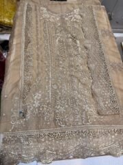 Unstitched Organza Pakistani Suit with Handwork & Cutwork + Original Crepe Trouser Set - Image 5