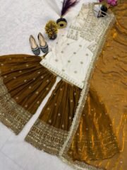 Ready-to-Wear Crepe Silk Suit with Embroidered Sharara + Designer Trendy Silk Dupatta (Free Shipping) - Image 5