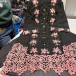 Pakistani Style Cutwork Georgette Suit with Handwork & Embroidery + Trouser & Dupatta