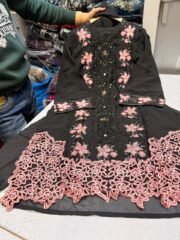 Pakistani Style Cutwork Georgette Suit with Handwork & Embroidery + Trouser & Dupatta