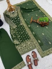 Hiba Khan Inspired Designer Pakistani Outfit with Heavy Work + Flared Palazzo & Dupatta (Free Shipping) - Image 6