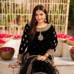 Durefishan Velvet Garara Set with Heavy Embroidery, Sequence Work & Rivet Moti Handwork