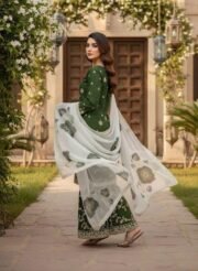 Pure Fendi Silk Embroidered Suit Set with Palazzo & Digital Print Tabby Silk Dupatta (Free Shipping) - Image 6