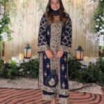 Blue Shurug Style Heavy Georgette Suit Set with 5mm Sequins & Zari Embroidery (Ready to Wear)