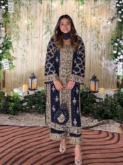 Blue Shurug Style Heavy Georgette Suit Set with 5mm Sequins & Zari Embroidery (Ready to Wear)