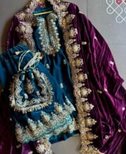 Exclusive Velvet Embroidered Suit Set – Fully Stitched with Sequence Work & Designer Lace Dupatta (Free Shipping) - Image 4