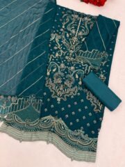 Goncha Pakistani Unstitched Suit in Rangoli Crush with 3mm Sequence & Khatli Work - Image 2