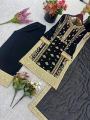 Minal Khan Inspired Heavy Georgette Embroidered Outfit – Fully Stitched with Dupatta - Image 4