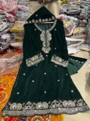 Premium Handwork Velvet 9000 Readymade Suit Set with Embroidery & Bits Work - Image 4