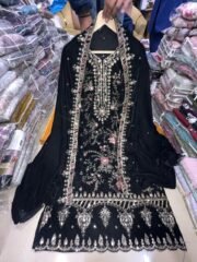 Maria B Inspired Velvet Suit Set with Heavy Embroidery & Handwork – Ready to Wear - Image 2