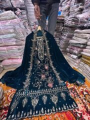 Maria B Inspired Velvet Suit Set with Heavy Embroidery & Handwork – Ready to Wear - Image 3