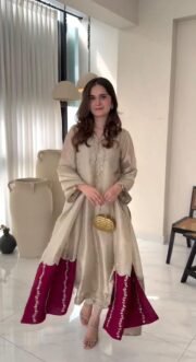 Ready-Made Fandy Silk Suit Set with Pant – Beautiful Embroidered Work