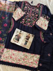 Hania Aamir Inspired Rayon Embroidered Cord Set with Palazzo & Muslin Printed Dupatta - Image 3