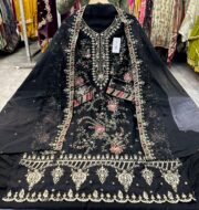 Maria.B Inspired Unstitched Chiffon Suit with Heavy Embroidery & Handwork Dupatta Set