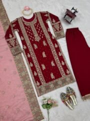Heavy Faux Georgette Pakistani Style Suit Set with Thread, Sequence & Pearl Work – Front & Back Work - Image 6