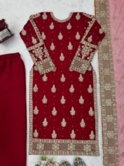 Heavy Faux Georgette Pakistani Style Suit Set with Thread, Sequence & Pearl Work – Front & Back Work - Image 2