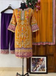 Kinza Design Heavy Georgette Suit Set with Real Mirror Work & Embroidered Dupatta – Ready to Wear - Image 7