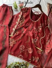 Soft Organza Mirror Work Sharara Suit Set with Sequence Embroidery – Ready to Wear (Free Shipping) - Image 5