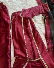 New Article Japan Satin Embroidered Suit Set with Butterfly Net Dupatta – Ready to Wear - Image 8