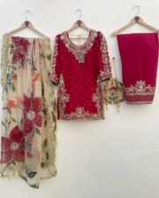 Fendy Fabric Embroidered Suit Set with Palazzo & Dupatta – Ready to Wear - Image 7