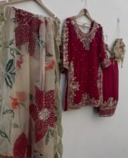 Fendy Fabric Embroidered Suit Set with Palazzo & Dupatta – Ready to Wear - Image 5