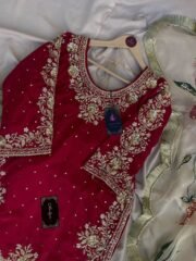 Fendy Fabric Embroidered Suit Set with Palazzo & Dupatta – Ready to Wear - Image 3