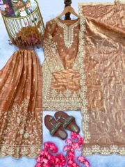 Pure GMY Silk Heavy Embroidered Suit Set with Palazzo & Cutwork Dupatta – Ready to Wear - Image 7