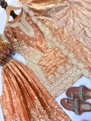 Pure GMY Silk Heavy Embroidered Suit Set with Palazzo & Cutwork Dupatta – Ready to Wear - Image 8