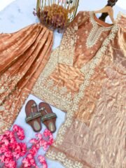 Pure GMY Silk Heavy Embroidered Suit Set with Palazzo & Cutwork Dupatta – Ready to Wear - Image 6