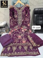 BIN SAEED Chiffons 3338 Readymade Suit with Handwork & Embroidery – XL & XXL (4 Colours) - Image 2