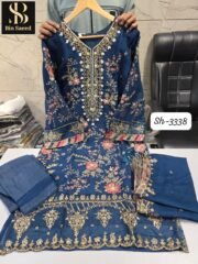 BIN SAEED Chiffons 3338 Readymade Suit with Handwork & Embroidery – XL & XXL (4 Colours) - Image 3