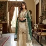 Fandy White Sharara Set in Pure Fendy Silk with Heavy Embroidery & Soft Net Dupatta – Ready to Wear