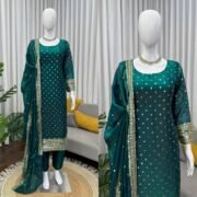 Heavy Fendy Silk Long Suit Set with Thread & Sequence Work – Ready to Wear (Free Shipping) - Image 7