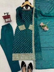 Heavy Fendy Silk Long Suit Set with Thread & Sequence Work – Ready to Wear (Free Shipping) - Image 3