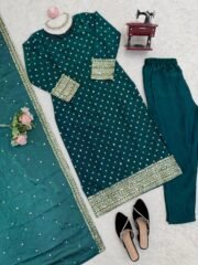Heavy Fendy Silk Long Suit Set with Thread & Sequence Work – Ready to Wear (Free Shipping) - Image 4