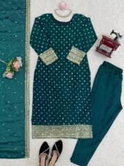 Heavy Fendy Silk Long Suit Set with Thread & Sequence Work – Ready to Wear (Free Shipping) - Image 5