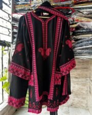 Eid Elegance Rayon Embroidered Suit Set with Bell Sleeves & Chiffon Dupatta – Ready to Wear - Image 3