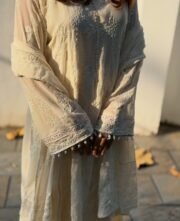 Heavy Faux Georgette Long Suit Set with Embroidery & Moti Latkan – Ready to Wear - Image 3