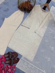 Heavy Faux Georgette Long Suit Set with Embroidery & Moti Latkan – Ready to Wear - Image 4