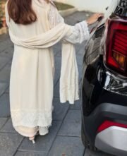 Heavy Faux Georgette Long Suit Set with Embroidery & Moti Latkan – Ready to Wear - Image 6