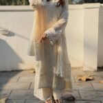 Heavy Faux Georgette Long Suit Set with Embroidery & Moti Latkan – Ready to Wear