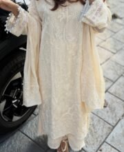 Heavy Faux Georgette Long Suit Set with Embroidery & Moti Latkan – Ready to Wear - Image 10