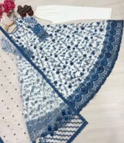 Heavy Embroidered Gown Set in Faux Georgette & Organza Silk with 3m Flair & Cutwork Dupatta – Ready to Wear - Image 6